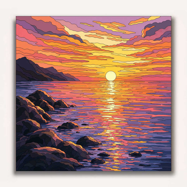 Paint by Numbers - Magical sunset on the Mediterranean