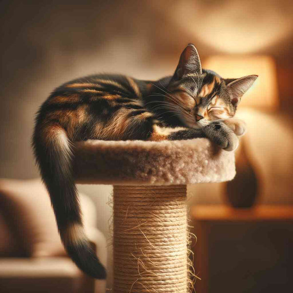 Paint by Numbers - A peaceful cat sunbathing on a soft perch, bathed in golden light, evoking warmth and domestic tranquility.