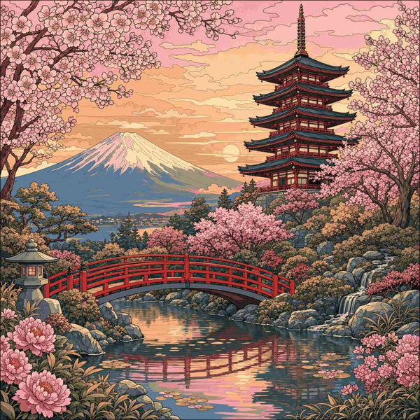 Paint by Numbers - Kirschblütenzauber am Fuji