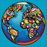 Paint by Numbers Colorful Cosmos abstract world map with vibrant colors and patterns symbolizing harmony and diversity.