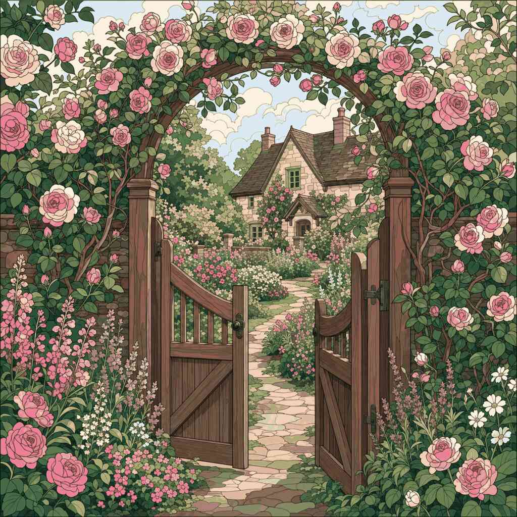 Paint by Numbers - The gate to the rose garden
