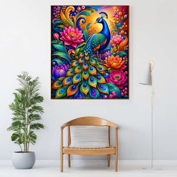 Paint by Numbers - Peacock magic in a sea of colors