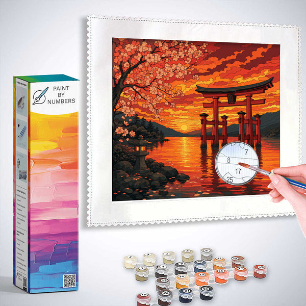 Paint by Numbers - Torii im Abendrot