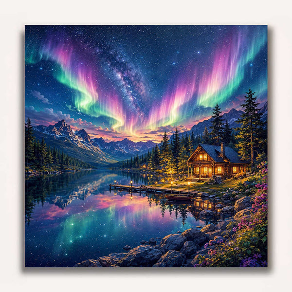 Paint by Numbers - Magical Northern Lights over the lake