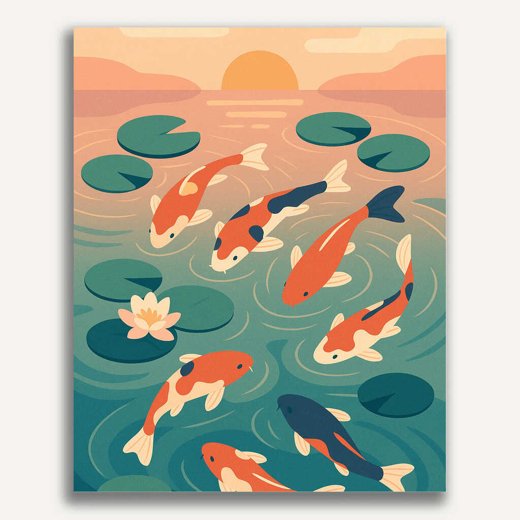 Paint by Numbers - **Koi Dreams at Sunset**