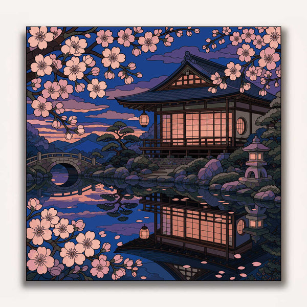 Paint by Numbers - Evening rest in the cherry blossom garden