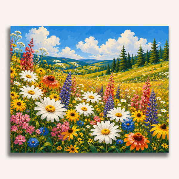 Paint by Numbers - Floral magic: A summer meadow in full splendor