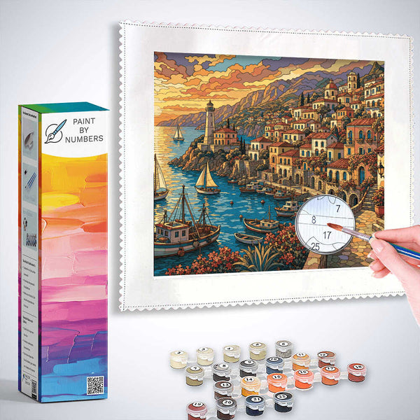 Paint by Numbers - Sunset in Amalfi – Mediterranean magic