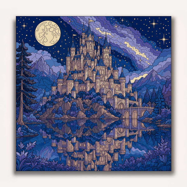 Paint by Numbers - The fairytale castle at full moon