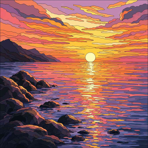 Paint by Numbers - Magical sunset on the Mediterranean