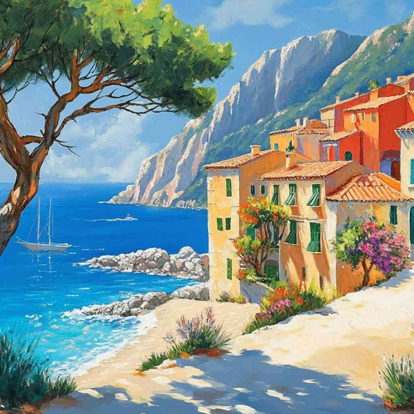 Paint by Numbers - Mediterranean idyll with flower path