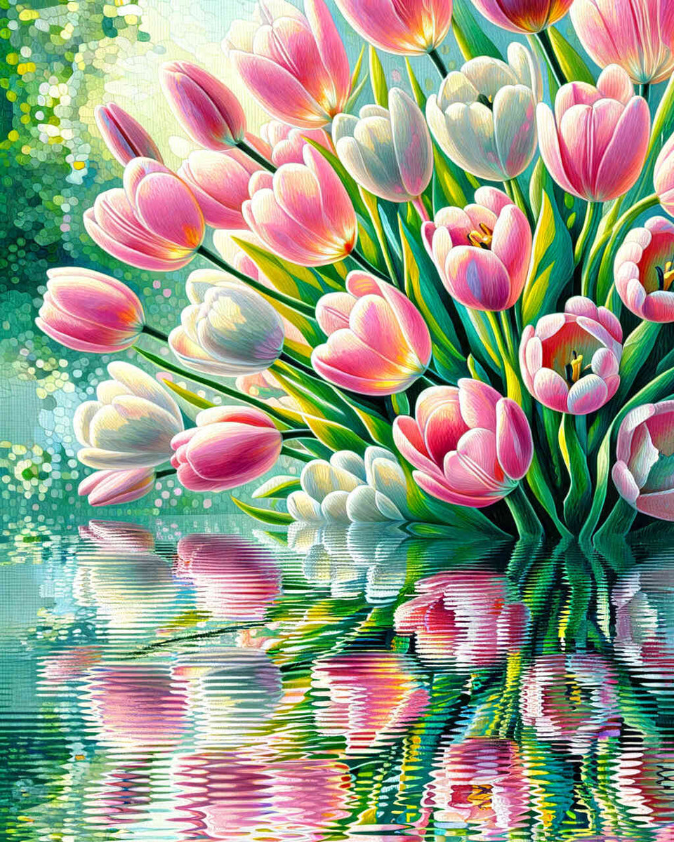 Paint by Numbers - Tulip bouquet, water