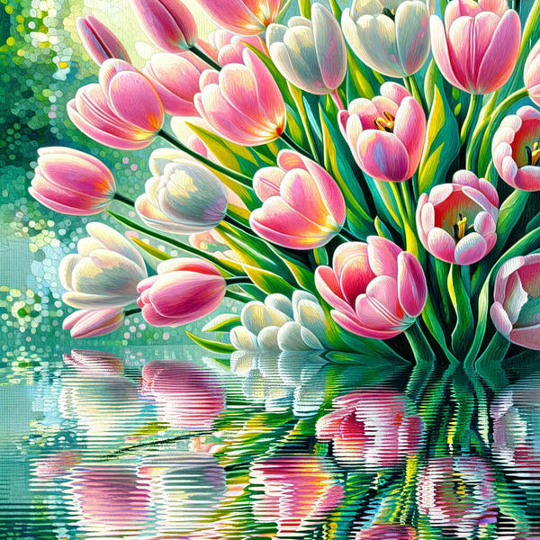 Paint by Numbers - Tulip bouquet, water