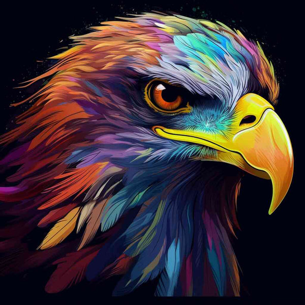 Paint by Numbers - Colourful spirit with a vibrant eagle, showcasing an explosion of colours highlighting the natural beauty.