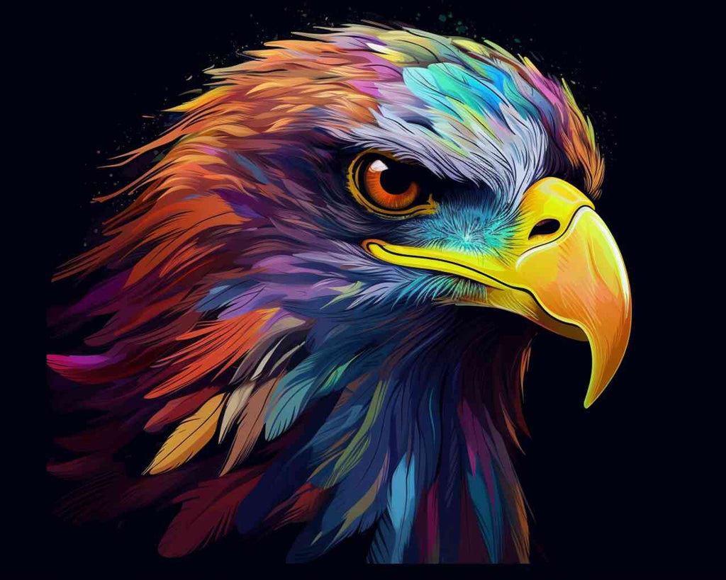 Paint by Numbers - Colourful spirit with a vibrant eagle, showcasing an explosion of colours highlighting the natural beauty.