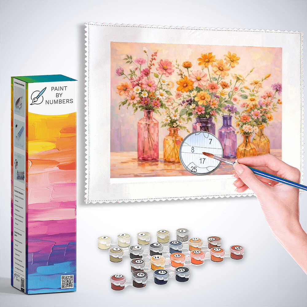 Paint by Numbers - Floral magic in the sunlight, vases