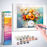 Paint by Numbers kit featuring a vibrant impressionistic floral painting titled 