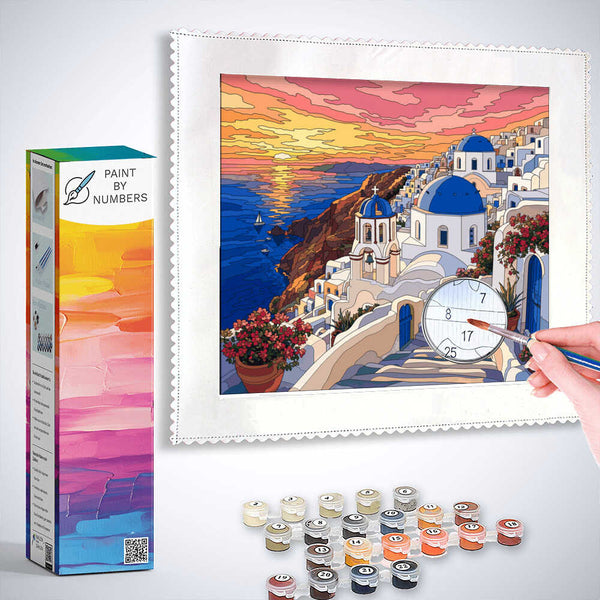 Paint by Numbers - Magical twilight on Santorini