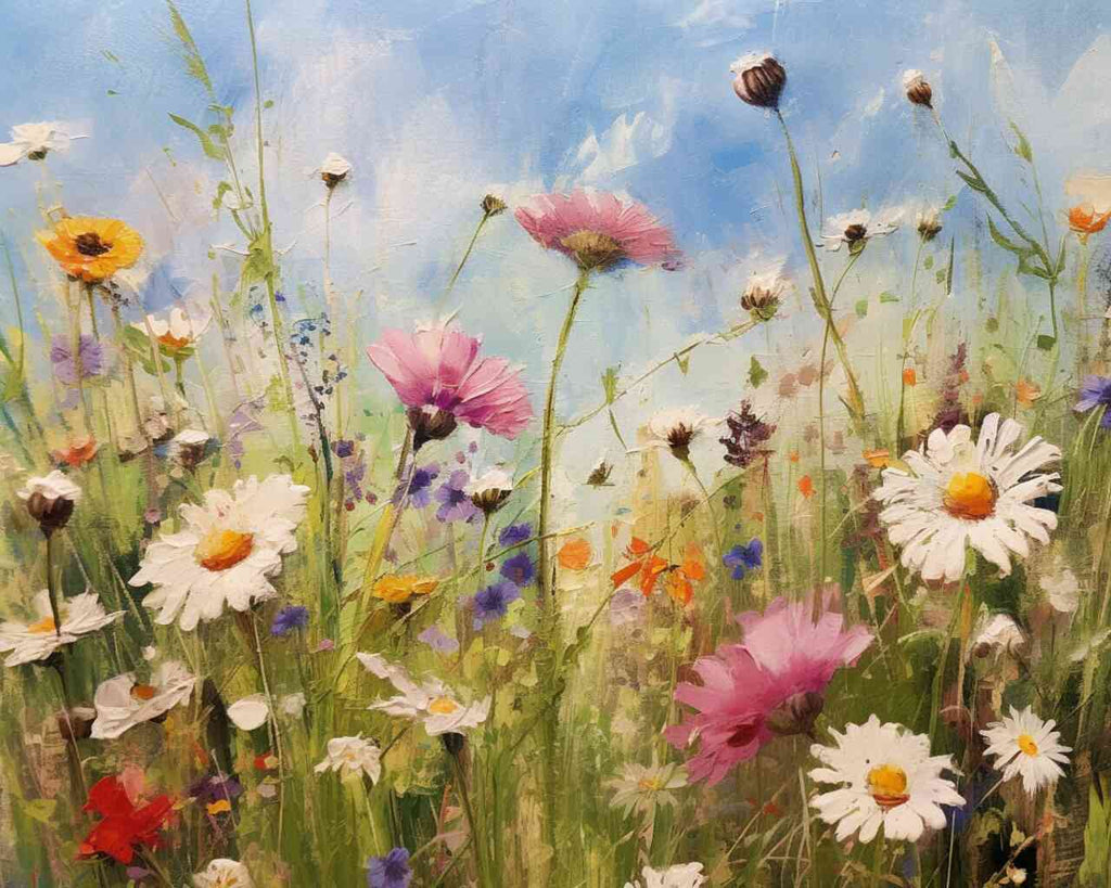 Paint by Numbers - Summer Meadow Daydreaming with colorful wild flowers and a blue sky