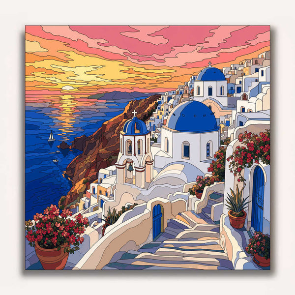 Paint by Numbers - Magical twilight on Santorini