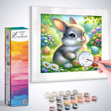 Paint by Numbers - Spring Awakening: An Easter Fairytale featuring a bunny in a flowering garden with Easter eggs.