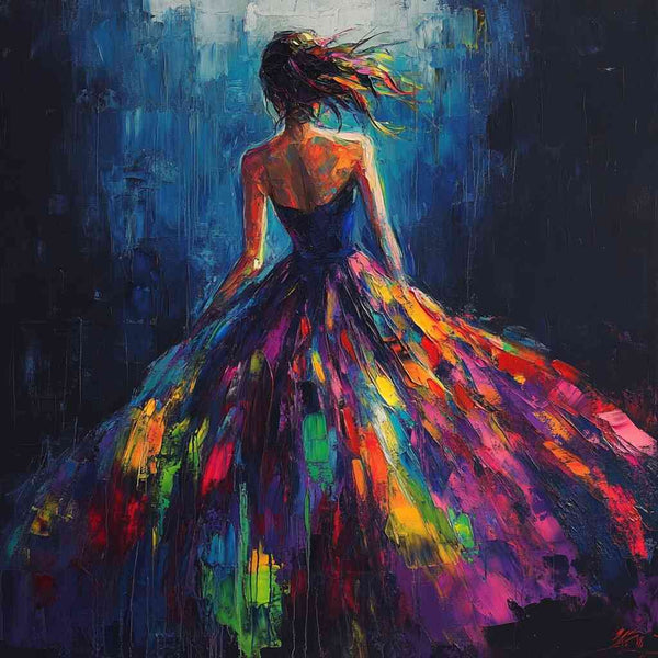Paint by Numbers - Woman with neon rainbow dress