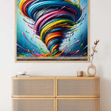 Paint by Numbers - Colour whirlwind of passion Banksy style. Abstract vortex with vibrant orange, blue, pink, and yellow tones on display.
