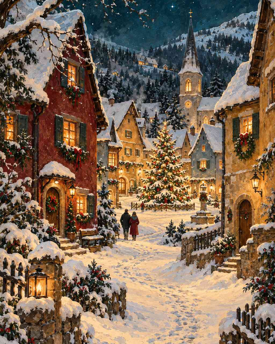 Paint by Numbers - Winter magic in the village