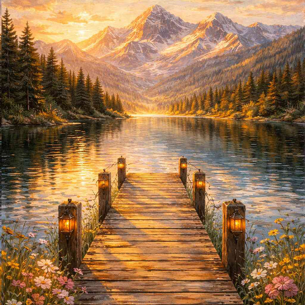 Paint by Numbers - Golden stillness by the lake