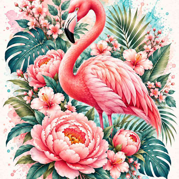 Paint by Numbers - Flamingo magic in a sea of flowers