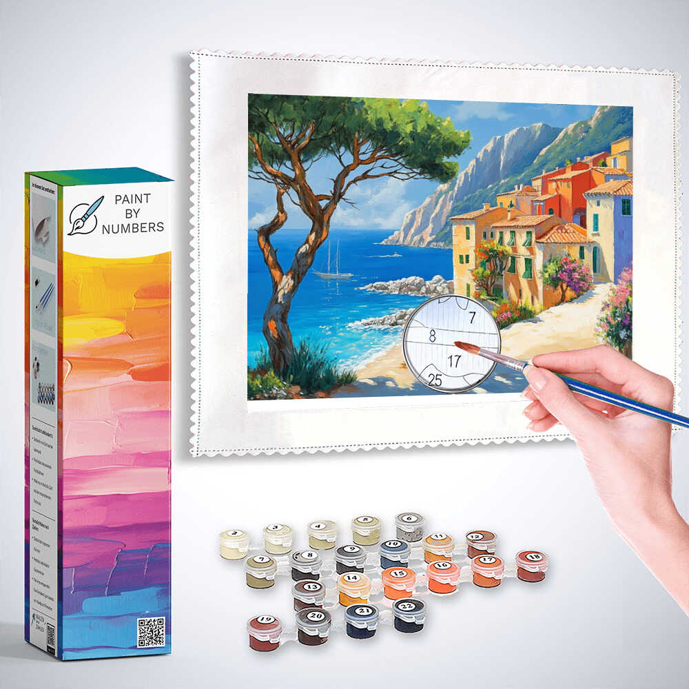 Paint by Numbers - Mediterranean idyll with flower path