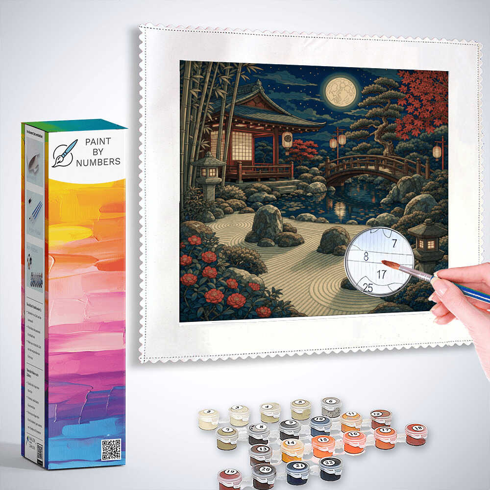 Paint by Numbers - Moonlight over the Zen garden