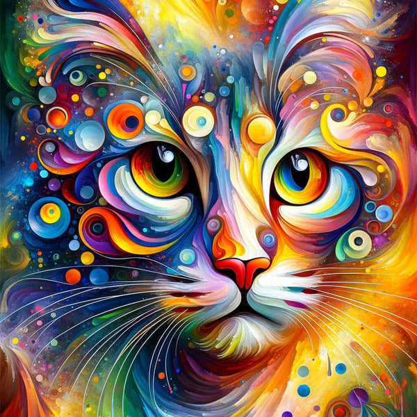 Cat from front, Abstract - Paint by Numbers