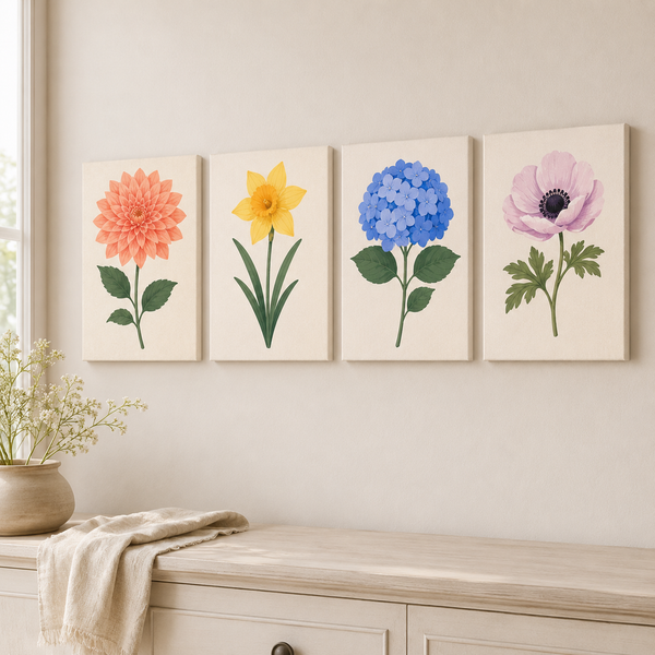 flower lovers, set of 4 - Mini paint by numbers