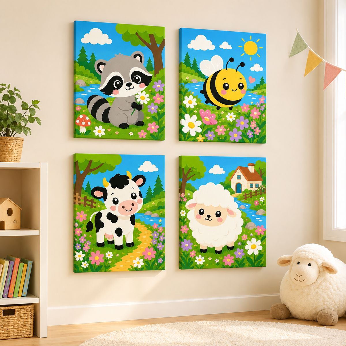 Animal garden, set of 4 - Mini paint by numbers