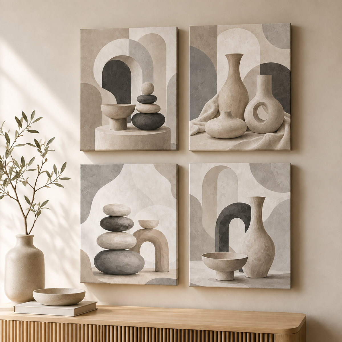 calm stone, set of 4 - Mini paint by numbers