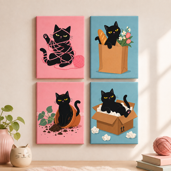 chaoscats, set of 4 - Mini paint by numbers