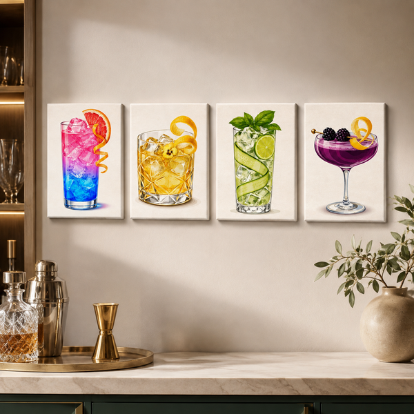 Cocktail moments, set of 4 - Mini paint by numbers
