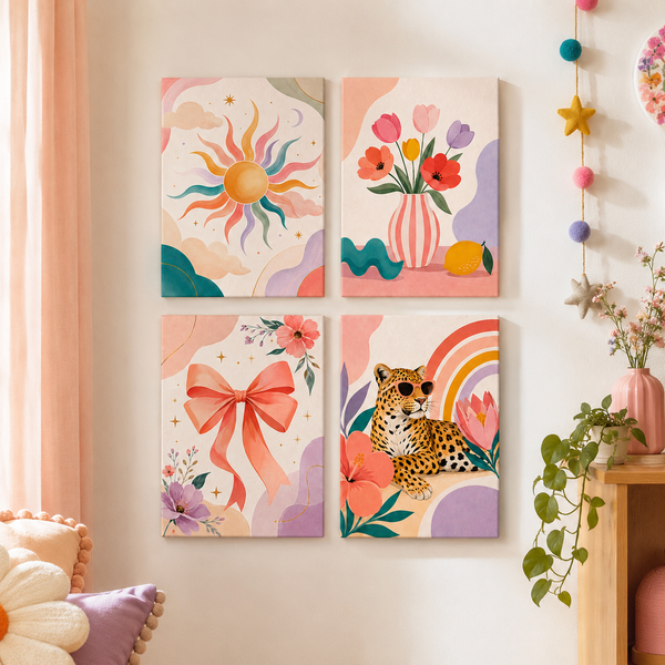 Colorful happiness, set of 4 - Mini paint by numbers