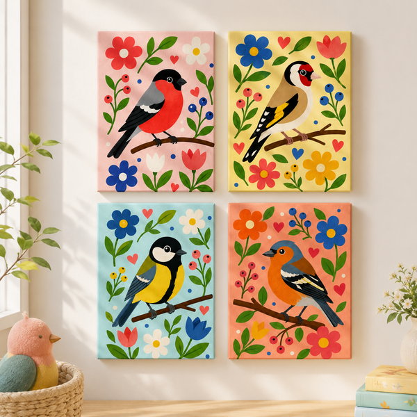 spring chirping, set of 4 - Mini paint by numbers