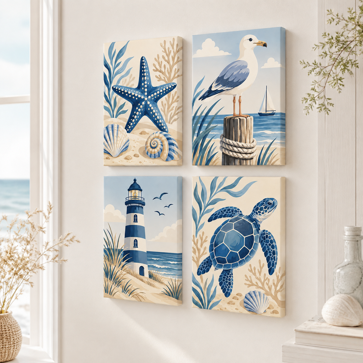 Coastal magic, set of 4 - Mini paint by numbers