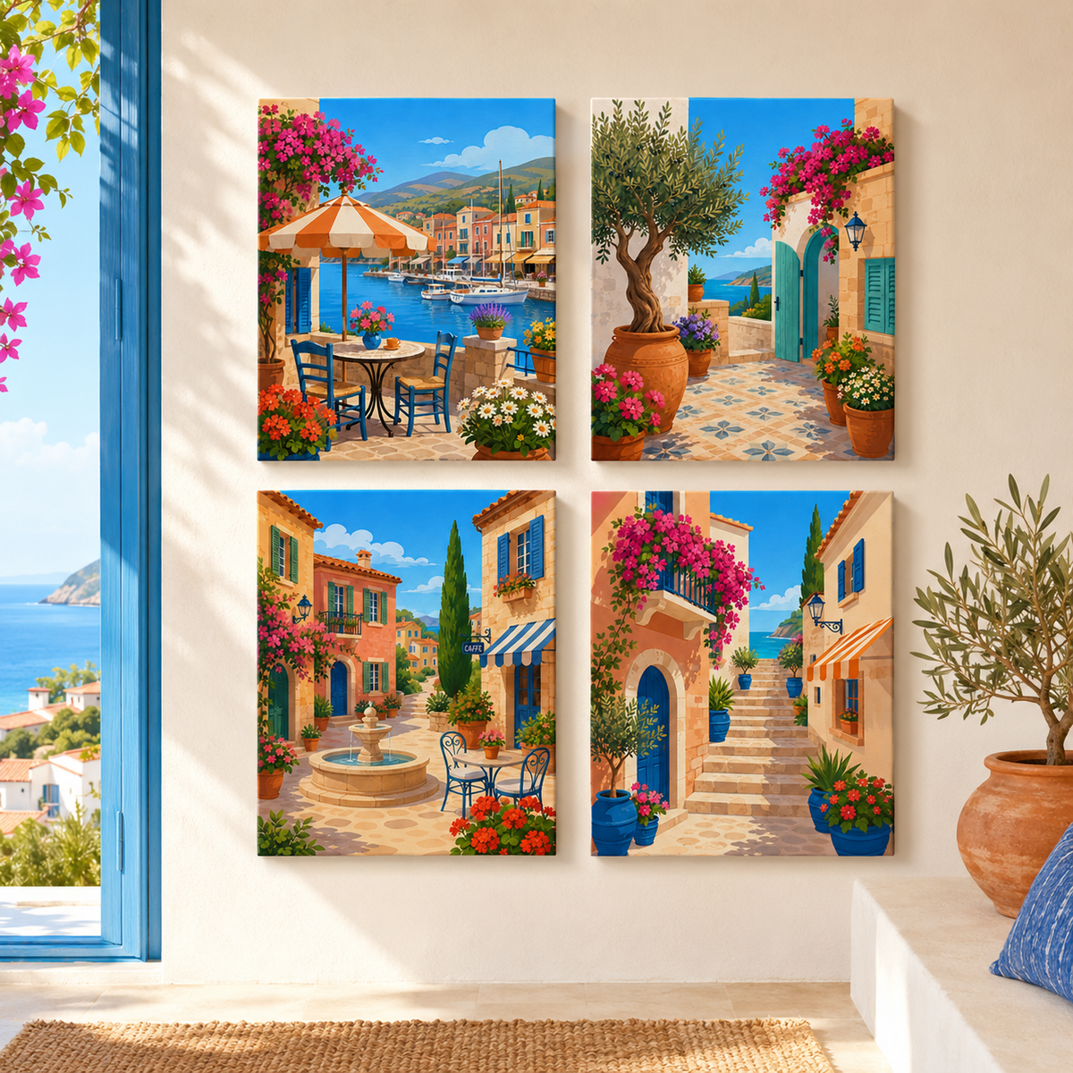 Mediterranean delight, set of 4 - Mini paint by numbers