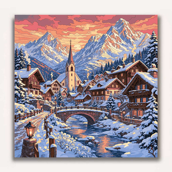 Paint by Numbers - Winter mountain idyll – the magic of the evening