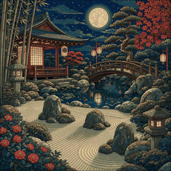 Paint by Numbers - Moonlight over the Zen garden