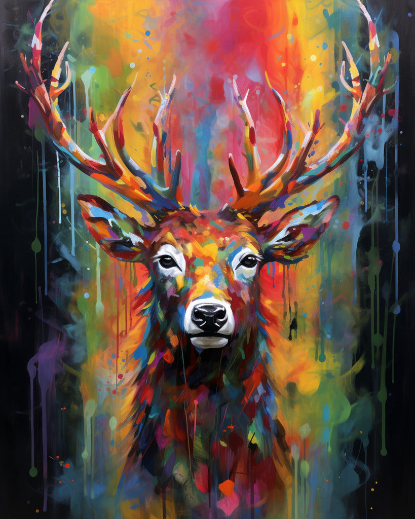 Deer, Colorful - Paint by Numbers – DIY Paint by Numbers