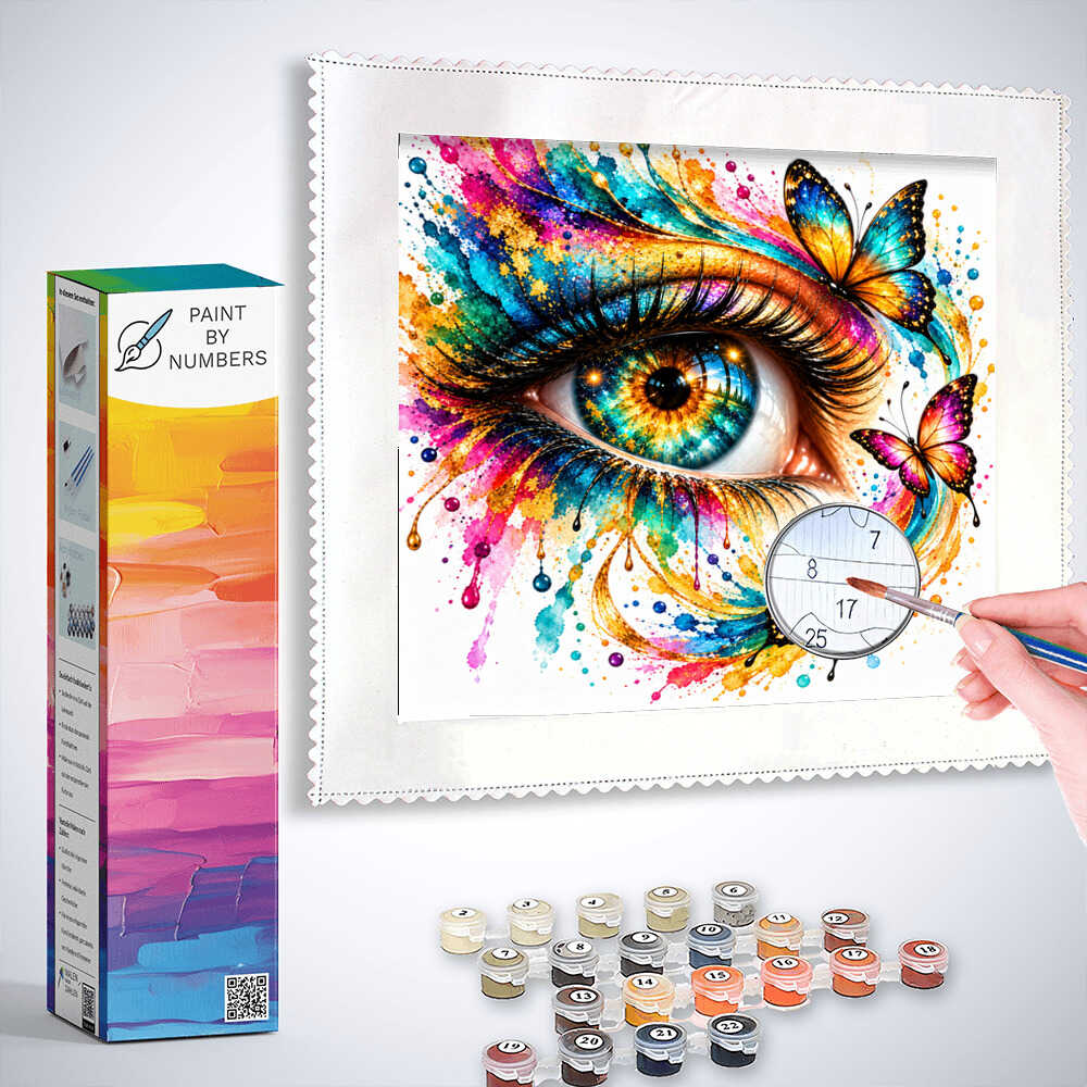 Paint by Numbers - Colorful butterflies, eye