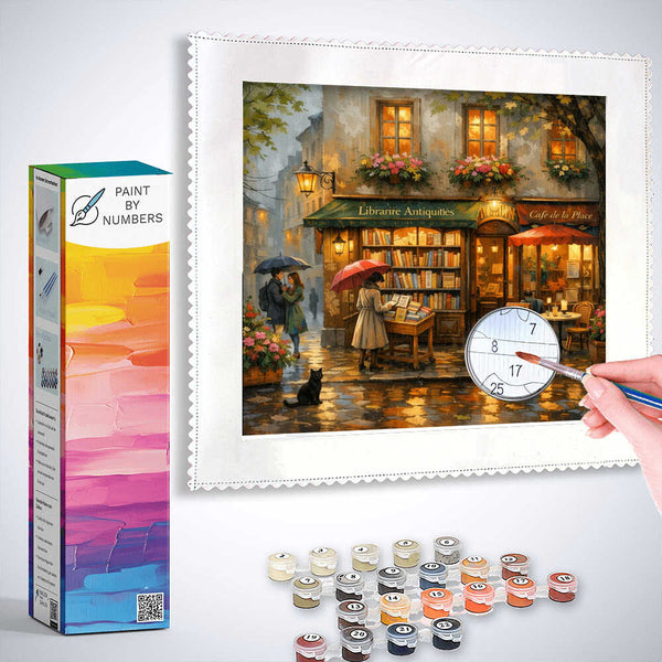 Paint by Numbers - Magical Rainy Evening, Bookstore