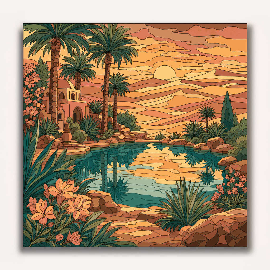 Paint by Numbers - Oasis in golden light