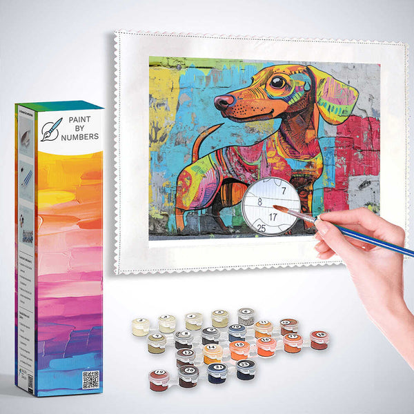 Paint by Numbers - Colorful Awakening, Dachshund
