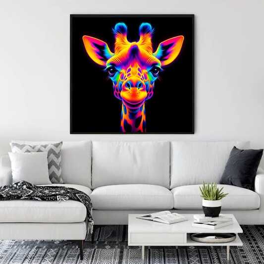 Paint by Numbers - Vibrant Giraffe in Abstract Modern Art on Living Room Wall